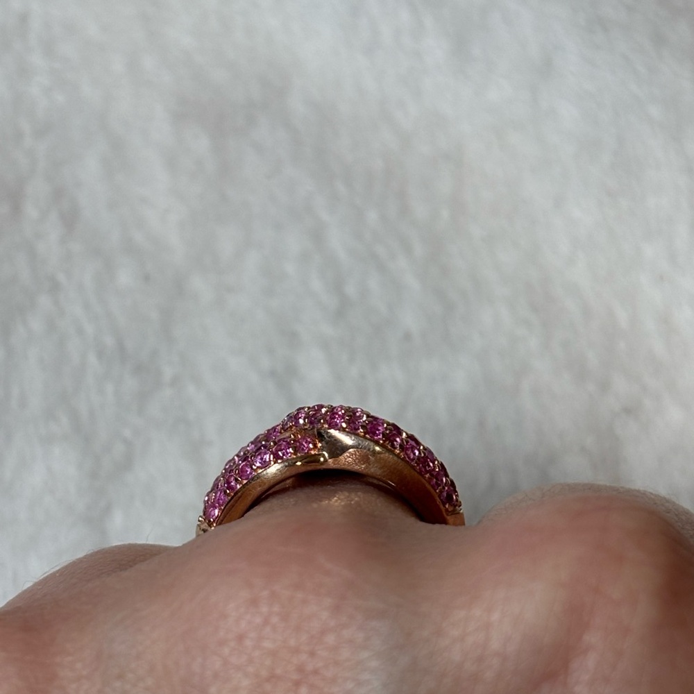 Lab Created Pink Sapphire Ring 18k Rose Gold over 925 Sterling Silver 2.35 ctw - Picture 5 of 7
